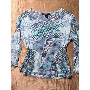 Vintage Mirror‎ Image Abstract Geometric Beaded Top Retro 90s Y2K Size Large